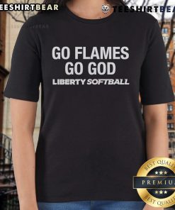 Top Go Flames Go God Liberty Softball Ladies Tee featuring vibrant graphics on a stylish design for fans.