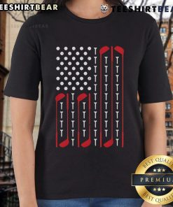 Top Golf womens tee with American flag design, showcasing a vibrant golfing experience and patriotic spirit.