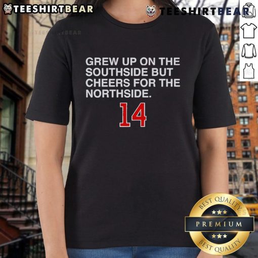 Top grew up on the Southside but cheers for the Northside - stylish ladies tee showcasing team spirit and pride.