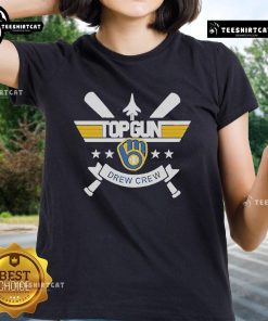 Top Gun Milwaukee Brewers Drew Crew 2025 Ladies Tee featuring a stylish design perfect for baseball fans.