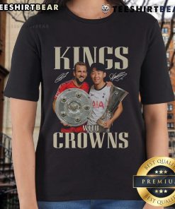 Limited edition ladies tee featuring Harry Kane and Son Heung-Min crowned as kings, perfect for football fans.