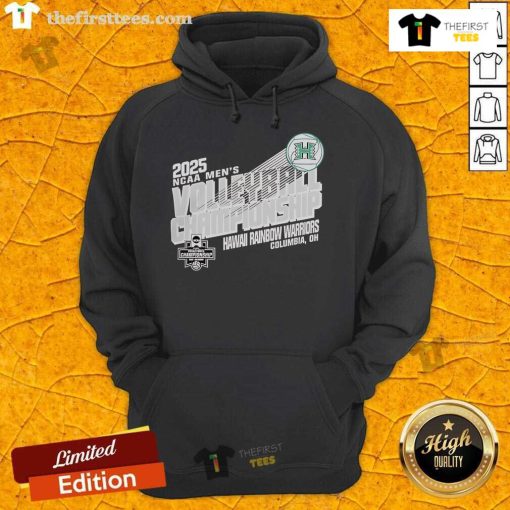 Top Hawaii Warriors 2025 NCAA Men's Volleyball Championship hoodie featuring vibrant team colors and logo design.