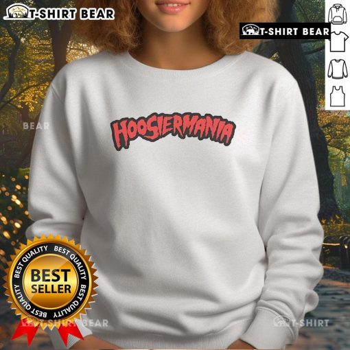 Alt Text: Cozy Top Hoosiermania logo sweatshirt in vibrant colors, perfect for fans of Indiana pride and comfort wear.