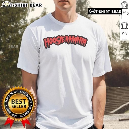 Top Hoosiermania Logo T-Shirt featuring vibrant colors and bold design, perfect for fans of Indiana culture.