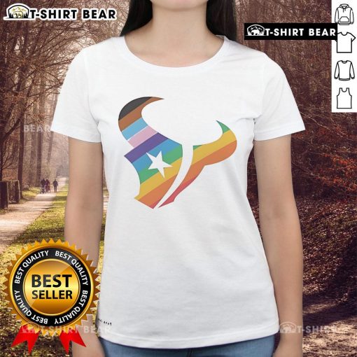 Top Houston Texans logo pride ladies tee featuring vibrant team colors and stylish design for female fans.