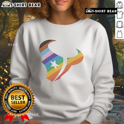Top Houston Texans logo pride sweatshirt featuring vibrant team colors and a comfortable design for fans.