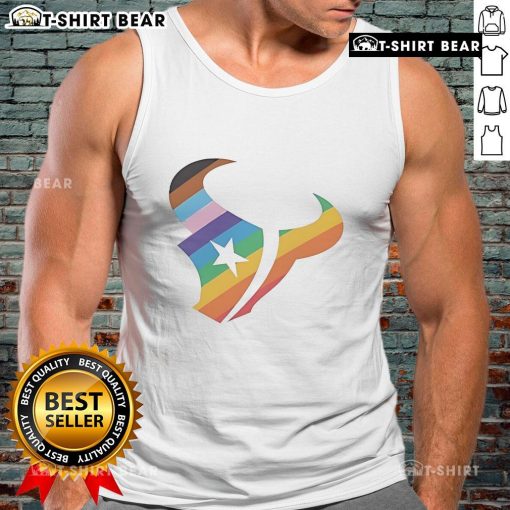 Alt Text: Stylish Top Houston Texans logo pride tank top featuring team colors, perfect for game day and casual wear.