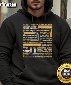 Top I Can't Hear Anything You're Saying Hoodie in black, featuring bold white text, perfect for casual streetwear style.