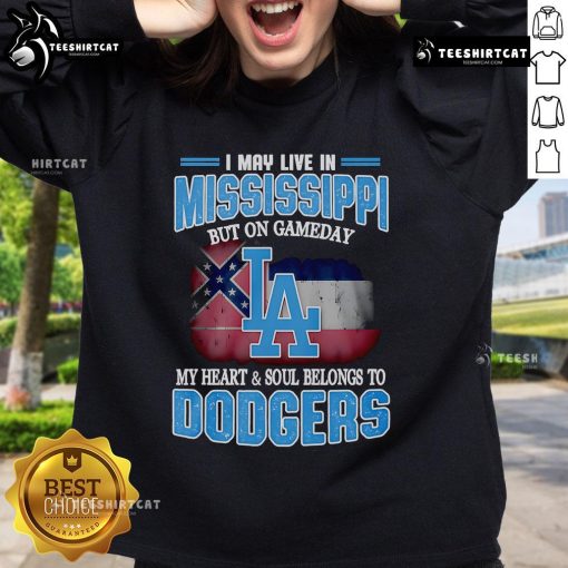 Cozy Dodgers sweatshirt showcasing team spirit for fans in Mississippi on game day, perfect for cheering on the Dodgers.