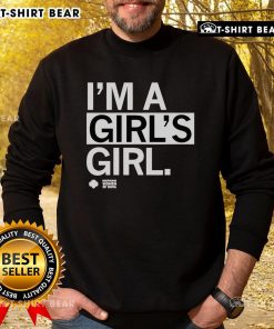 Cozy Top Im A Girls Girl Sweatshirt in pastel pink, perfect for casual outings and showcasing your fun personality.