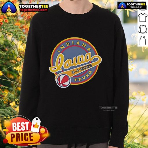 Top Indiana Fever at Iowa sweatshirt featuring team colors and logo, perfect for fans on May 4, 2025.