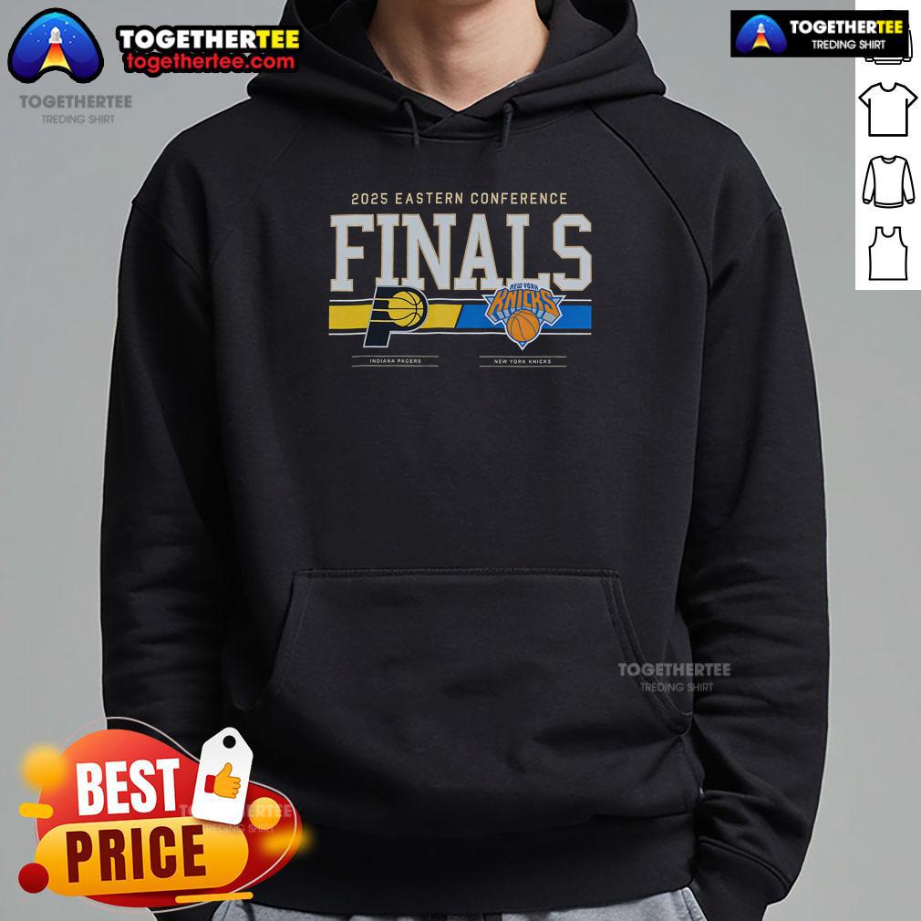 Top Indiana Pacers 2025 Eastern Conference Finals Matchup Hoodie Top Indiana Pacers 2025 Eastern Conference Finals Matchup Hoodie featuring team colors and logo for fans.