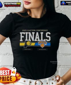 Alt Text: Stylish ladies tee featuring the Indiana Pacers logo, perfect for fans celebrating the 2025 Eastern Conference Finals matchup.