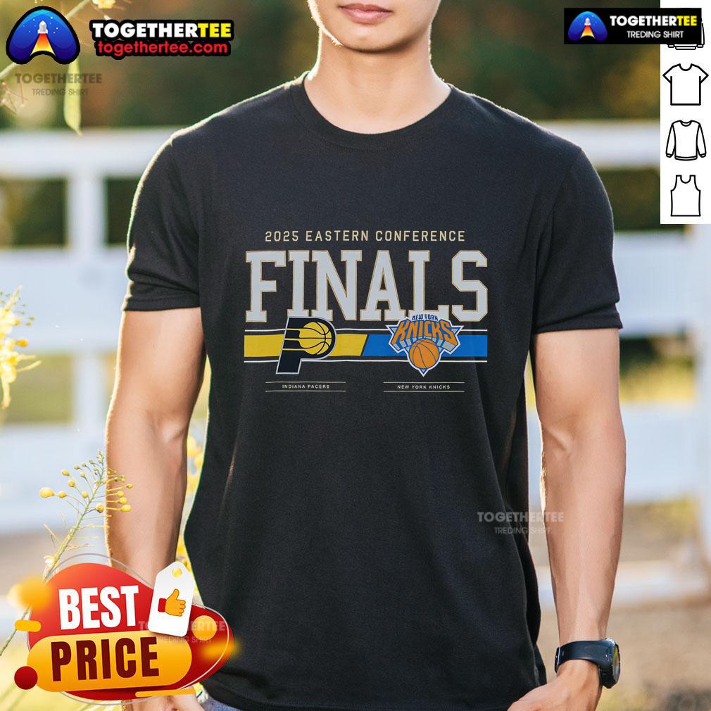 Top Indiana Pacers 2025 Eastern Conference Finals Matchup T Shirt Top Indiana Pacers 2025 Eastern Conference Finals Matchup T-Shirt featuring team colors and logo, perfect for fans.