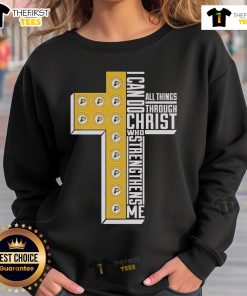 Indiana Pacers sweatshirt featuring 'I Can Do All Things Through Christ' inspirational quote for fans.