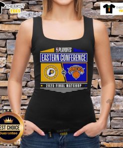 2025 Eastern Conference Finals NBA Playoffs matchup: Indiana Pacers vs New York Knicks tank top design.