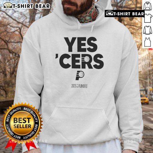 Top Indiana Pacers Yes Cers 2024-25 NBA Playoffs Hoodie featuring team colors and logo, perfect for fans.