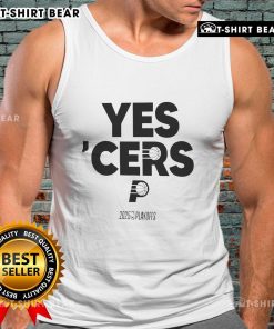 Top Indiana Pacers Yes 'Cers 2024-25 NBA Playoffs tank top featuring team colors and logo, perfect for fans.