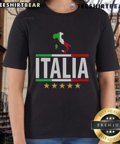 Top Italia Italy Soccer Football Champions Ladies Tee showcasing vibrant design and sporty style for female fans.