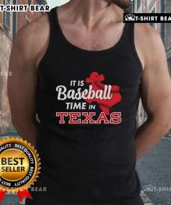 Top Its Baseball Time in Texas tank top featuring a stylish design perfect for baseball fans in Texas.