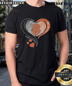 Alt Text: Top It's In My DNA Heart San Francisco SF City T-Shirt design featuring a heart and iconic city skyline.