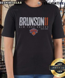 Top Jalen Brunson New York Knicks ladies tee featuring team colors and logo, perfect for female fans and supporters.