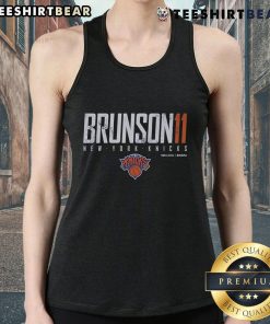 Top Jalen Brunson New York Knicks tank top featuring team colors and logo, perfect for fans and summer wear.