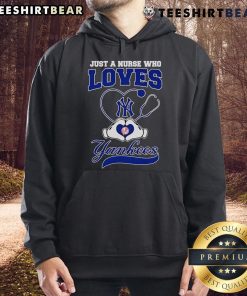 Alt Text: Top Just A Nurse Who Loves New York Yankees Hoodie in navy blue, featuring a stylish graphic and cozy design.