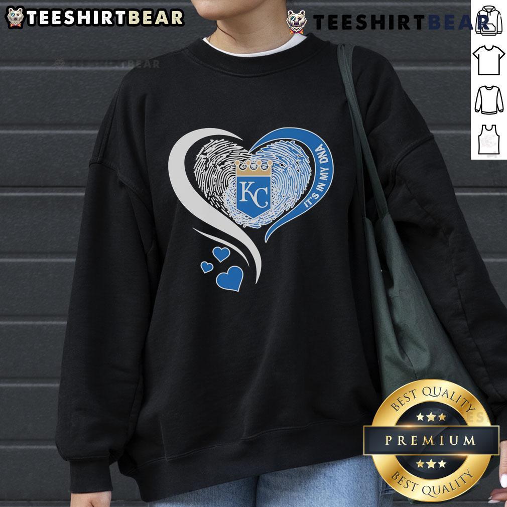 Top Kansas City Royals It'S In My Dna Heart Sweatshirt Kansas City Royals 'It's In My DNA' heart sweatshirt, perfect for fans showcasing team spirit and love for baseball.
