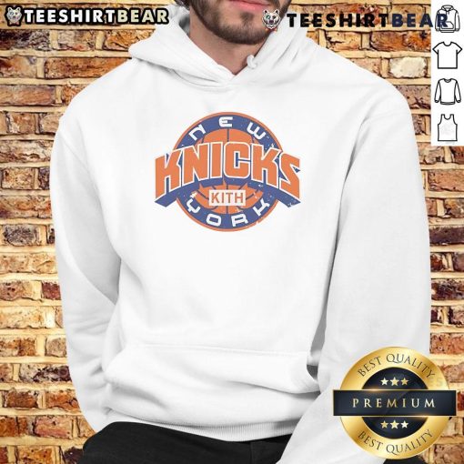 Stylish Top Kith hoodie for the New York Knicks NBA Playoffs 2025, featuring team colors and logo design.