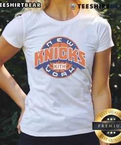 Top Kith for the New York Knicks NBA Playoffs 2025 ladies tee featuring vibrant colors and stylish design for fans.