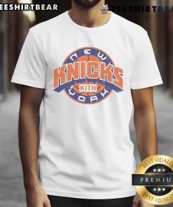 Top Kith New York Knicks NBA Playoffs 2025 T-shirt featuring bold team graphics and stylish design for fans.