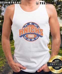 Top Kith for the New York Knicks NBA Playoffs 2025 tank top featuring vibrant team colors and stylish design.