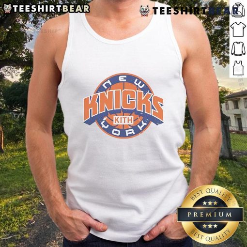 Top Kith for the New York Knicks NBA Playoffs 2025 tank top featuring vibrant team colors and stylish design.