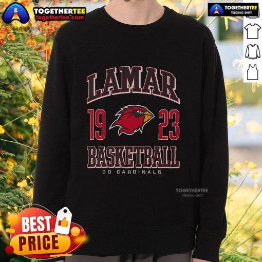 Top Lamar Cardinals basketball sweatshirt featuring the team's logo and vibrant colors, perfect for fans and athletes.