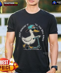 Top Last Day Of School Goose Just Wingin' It T-Shirt featuring a playful goose design, perfect for celebrating summer break.