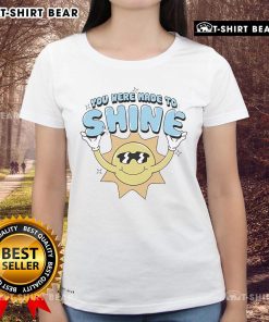 Top Levity You Were Made to Shine Sun Ladies Tee featuring a vibrant sun graphic on a stylish women's t-shirt.