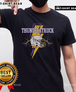 Alt Text: Top Liberty Hill Panthers Thunderstruck 3 Helmet T-Shirt featuring bold team graphics and vibrant colors.