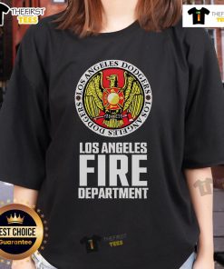 Top Los Angeles Dodgers 2025 ladies tee supporting wildfire victims in LA, featuring team colors and logo.