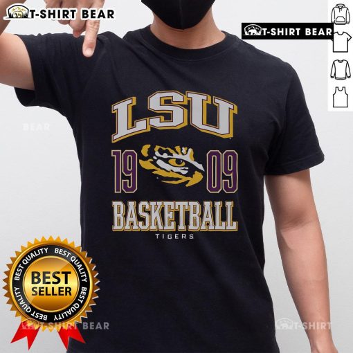 Alt Text: Vintage 1909 LSU Tigers basketball t-shirt featuring bold team graphics, perfect for fans and collectors.