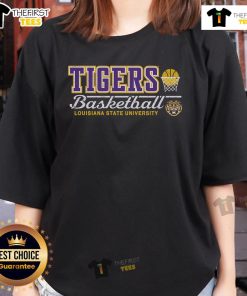 Alt Text: Vintage LSU Tigers basketball ladies tee featuring Louisiana State University logo and classic design.