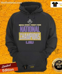 Top LSU Tigers Women's Tennis 2025 NCAA DI National Champions Hoodie showcasing team colors and championship logo.