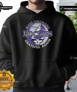 Cozy Top Make Colorado Rockies Grateful Again Hoodie in navy, perfect for fans supporting their team in style.