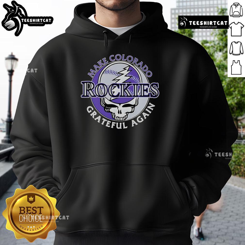 Top Make Colorado Rockies Grateful Again Hoodie Cozy Top Make Colorado Rockies Grateful Again Hoodie in navy, perfect for fans supporting their team in style.