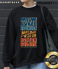 Milwaukee Brewers vs. Boston Red Sox May 26-28, 2025 sweatshirt featuring team logos and vibrant colors.