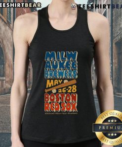 Stylish tank top featuring Milwaukee Brewers vs. Boston Red Sox May 26-28, 2025 graphic for baseball fans.