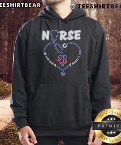 Top Minnesota Twins Nurse 'It's A Work Of Heart' Hoodie featuring team colors and heart design for sports fans.
