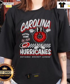 Top Mitchell & Ness Carolina Hurricanes Black Local Food 2025 Ladies Tee showcasing stylish design for fans.