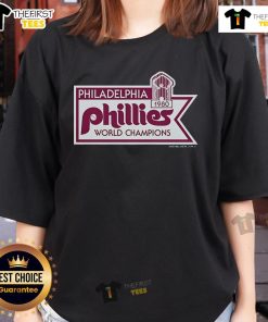 Top Mitchell & Ness Philadelphia Phillies 1980 World Champions Ladies Tee featuring vintage team graphics and style.