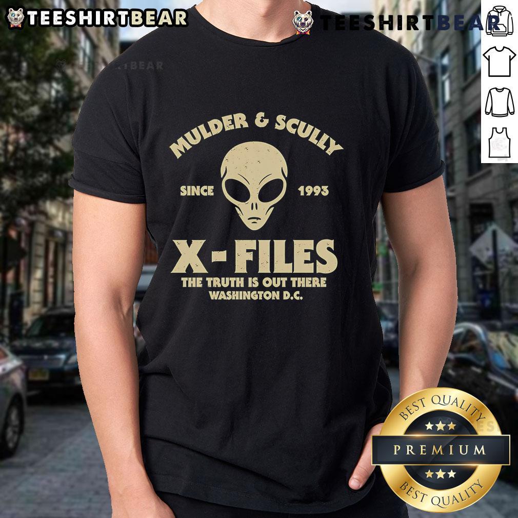 Top Mulder And Scully X Files The Truth Is Out There T Shirt Top Mulder and Scully X-Files T-Shirt featuring 'The Truth Is Out There' design for fans of the iconic series.